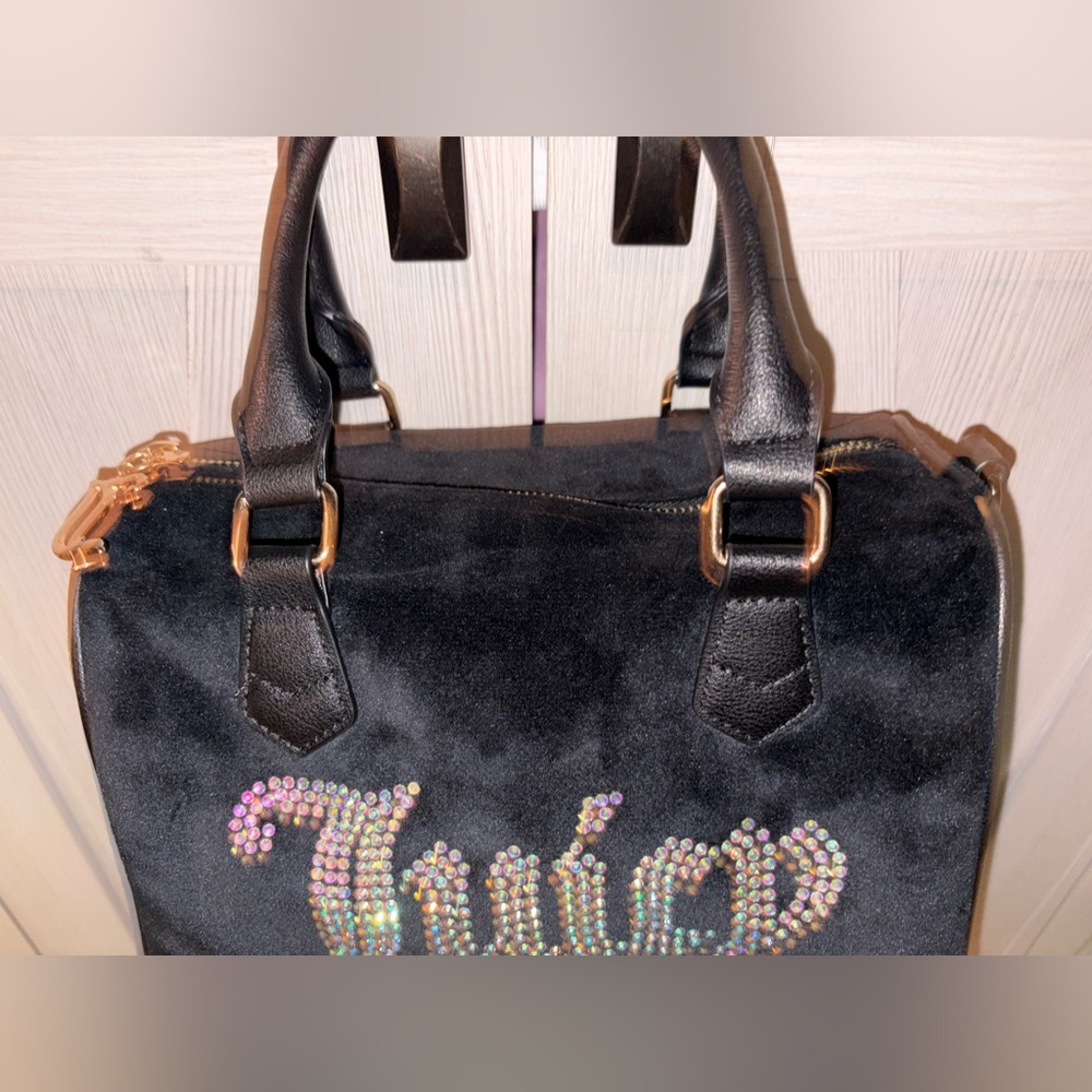 Juicy Couture Black Satchel with Rhinestone Logo - Picture 2 of 7